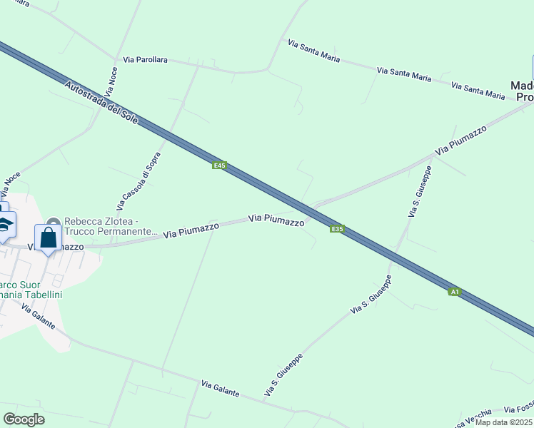 map of restaurants, bars, coffee shops, grocery stores, and more near 75 Via Piumazzo in Provincia di Modena
