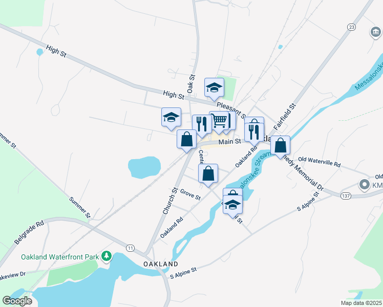 map of restaurants, bars, coffee shops, grocery stores, and more near 11 Church Street in Oakland
