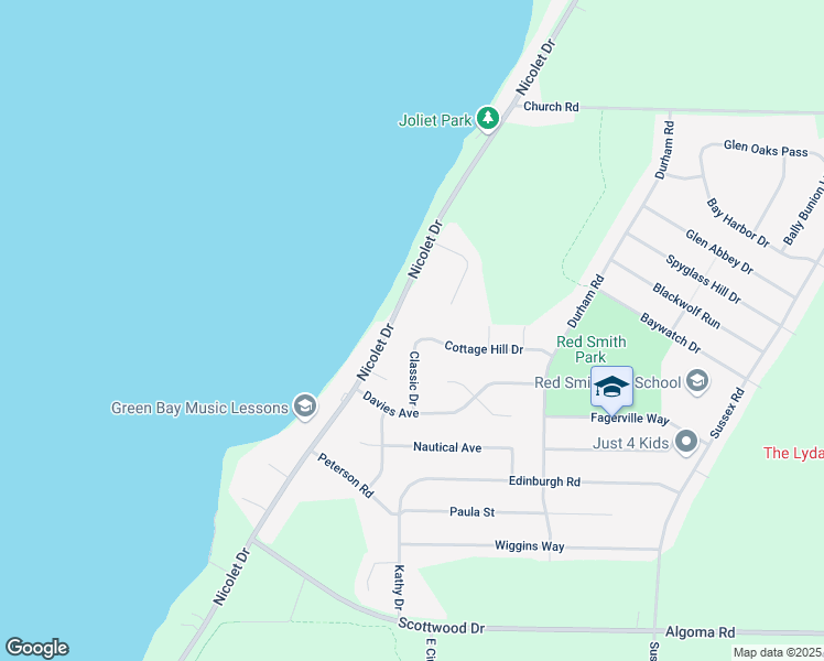 map of restaurants, bars, coffee shops, grocery stores, and more near 3313 Cottage Hill Drive in Green Bay