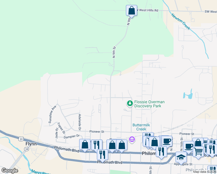 map of restaurants, bars, coffee shops, grocery stores, and more near 769 North 9th Street in Philomath