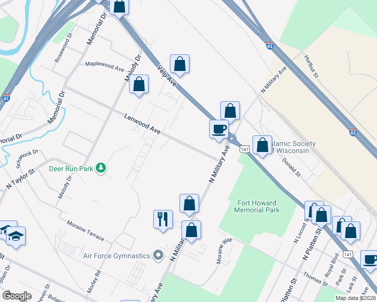 map of restaurants, bars, coffee shops, grocery stores, and more near 1661 Lenwood Avenue in Howard