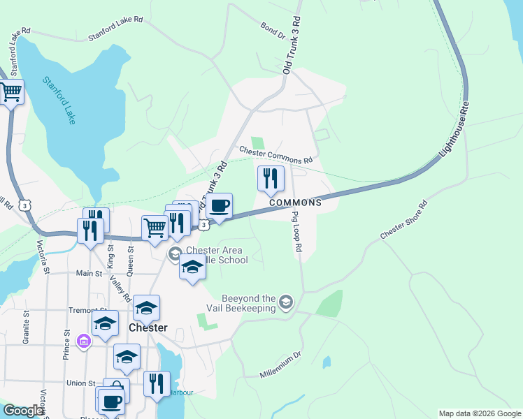 map of restaurants, bars, coffee shops, grocery stores, and more near in Chester