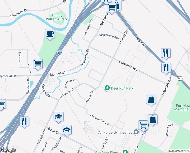 map of restaurants, bars, coffee shops, grocery stores, and more near 1827 South Beaver Trail Drive in Green Bay