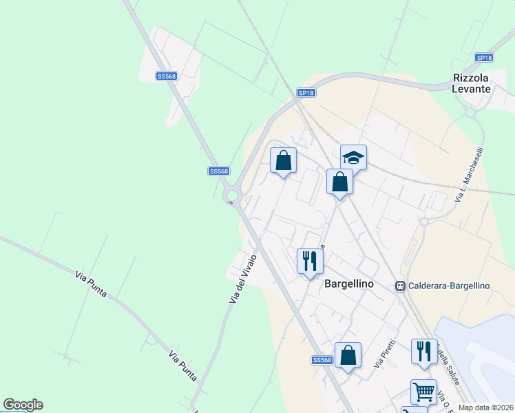 map of restaurants, bars, coffee shops, grocery stores, and more near 10 Via Bargellino in Bargellino