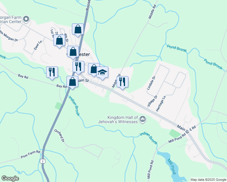 map of restaurants, bars, coffee shops, grocery stores, and more near 92 Middle Road in Colchester