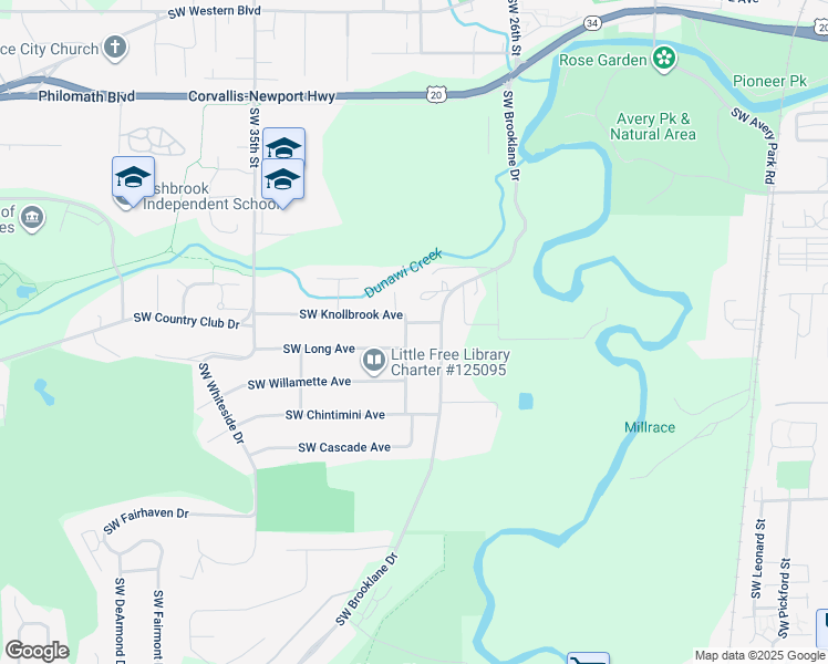 map of restaurants, bars, coffee shops, grocery stores, and more near 3090 Southwest Knollbrook Avenue in Corvallis