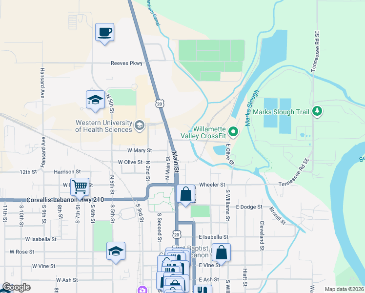 map of restaurants, bars, coffee shops, grocery stores, and more near 44 Industrial Way in Lebanon