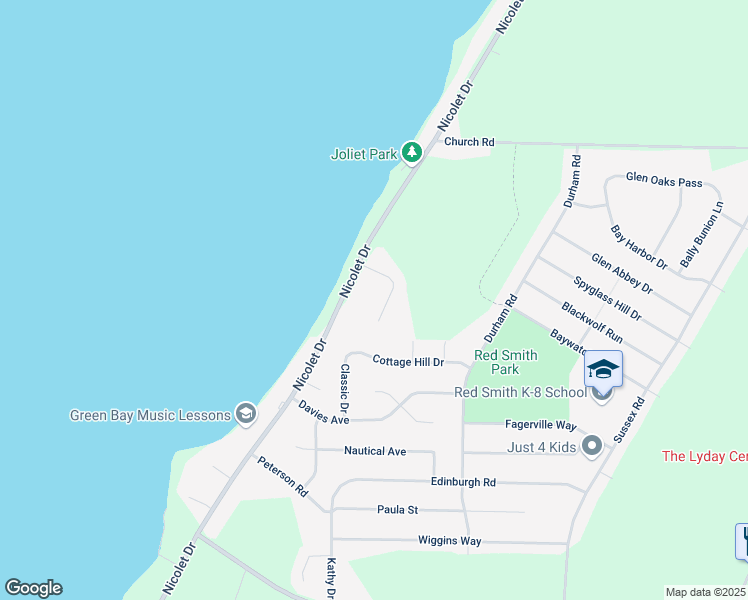 map of restaurants, bars, coffee shops, grocery stores, and more near 3350 Pebble Beach Court in Green Bay
