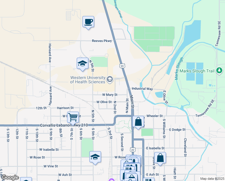 map of restaurants, bars, coffee shops, grocery stores, and more near 352 N 2nd St in Lebanon