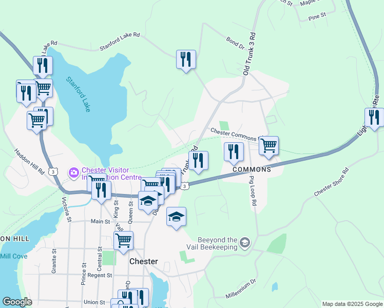 map of restaurants, bars, coffee shops, grocery stores, and more near 3 Target Hill Road in Chester