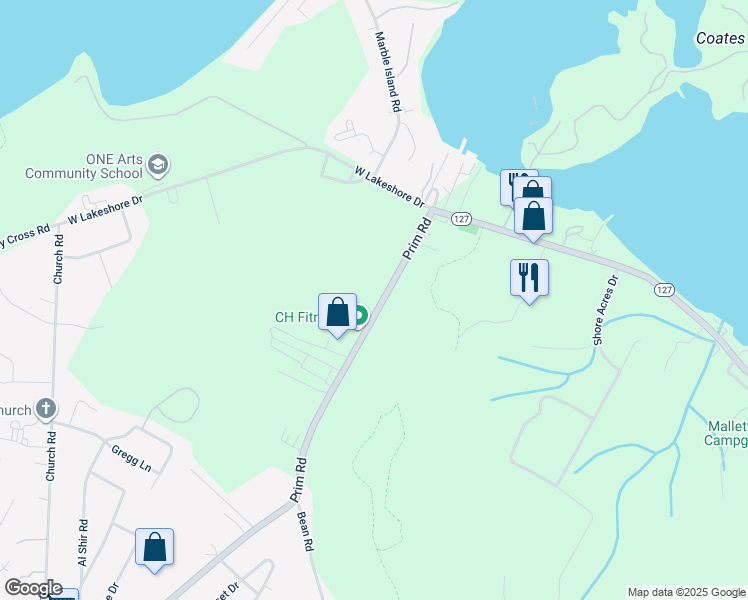 map of restaurants, bars, coffee shops, grocery stores, and more near 210 Prim Road in Colchester