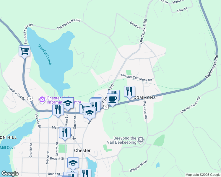 map of restaurants, bars, coffee shops, grocery stores, and more near 3 Target Hill Road in Chester