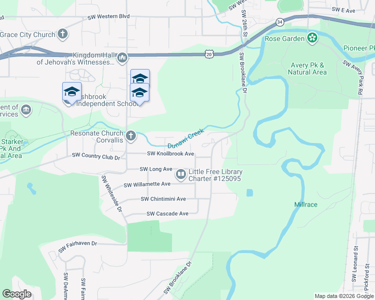 map of restaurants, bars, coffee shops, grocery stores, and more near 1692 Southwest Reed Place in Corvallis