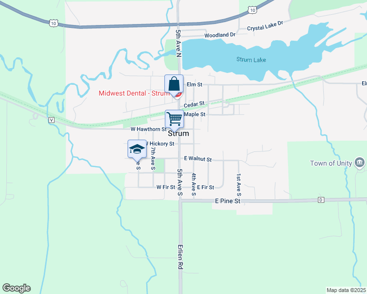 map of restaurants, bars, coffee shops, grocery stores, and more near 314 5th Avenue South in Strum