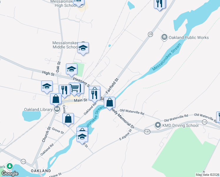 map of restaurants, bars, coffee shops, grocery stores, and more near 10 Fairfield Street in Oakland