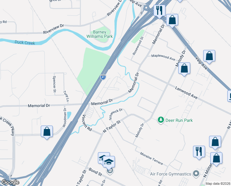 map of restaurants, bars, coffee shops, grocery stores, and more near 2042 Memorial Drive in Howard