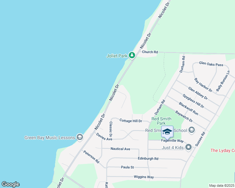 map of restaurants, bars, coffee shops, grocery stores, and more near 3350 Pebble Beach Court in Green Bay