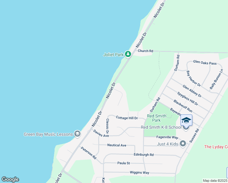 map of restaurants, bars, coffee shops, grocery stores, and more near 3350 Pebble Beach Court in Green Bay