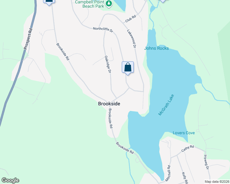 map of restaurants, bars, coffee shops, grocery stores, and more near 1 Oakridge Drive in Brookside