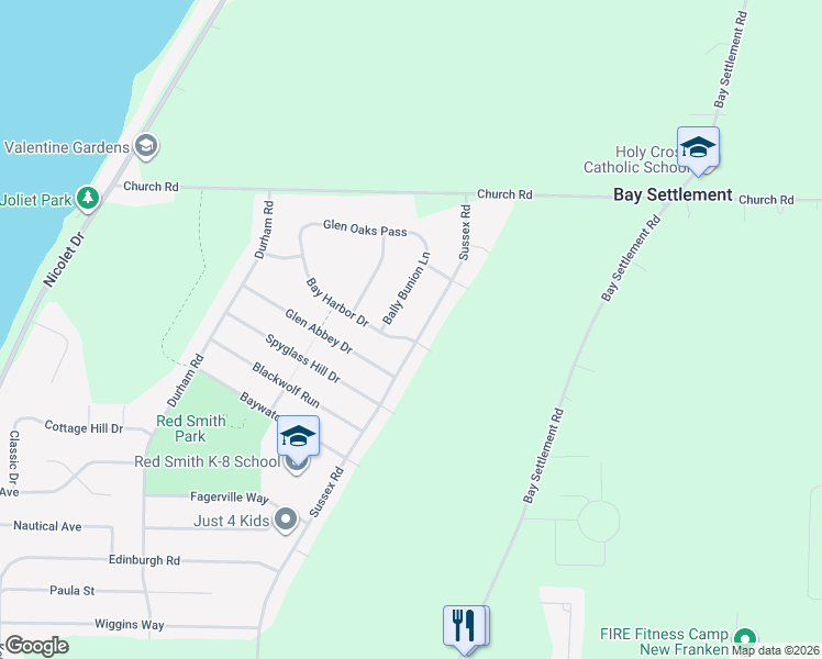 map of restaurants, bars, coffee shops, grocery stores, and more near 2909 Bally Bunion Lane in Green Bay