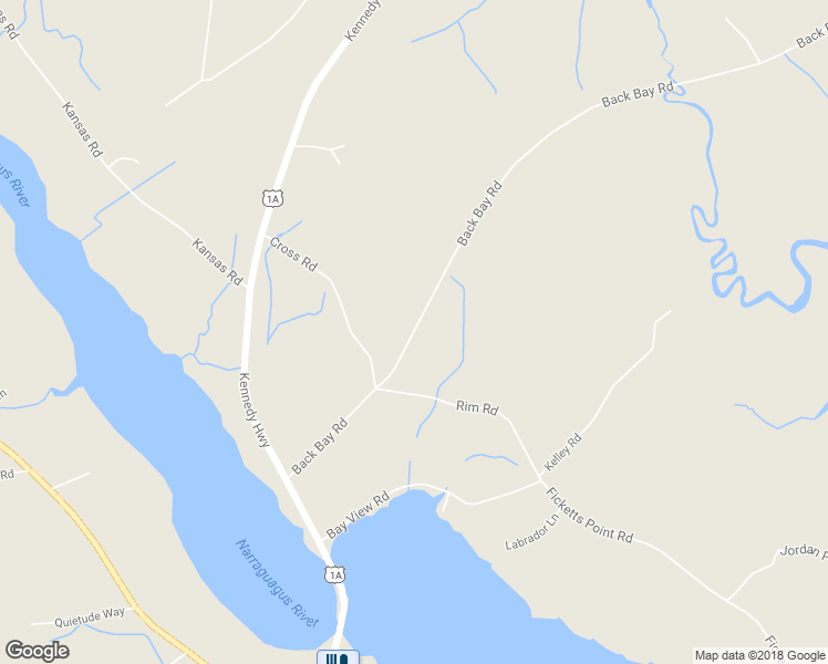 map of restaurants, bars, coffee shops, grocery stores, and more near 45 Back Bay Road in Milbridge