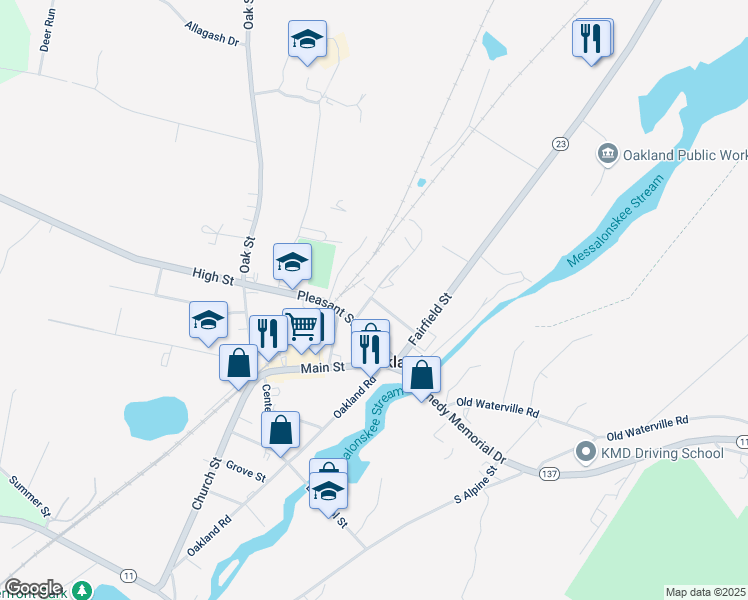 map of restaurants, bars, coffee shops, grocery stores, and more near 25 Ayer Street in Oakland
