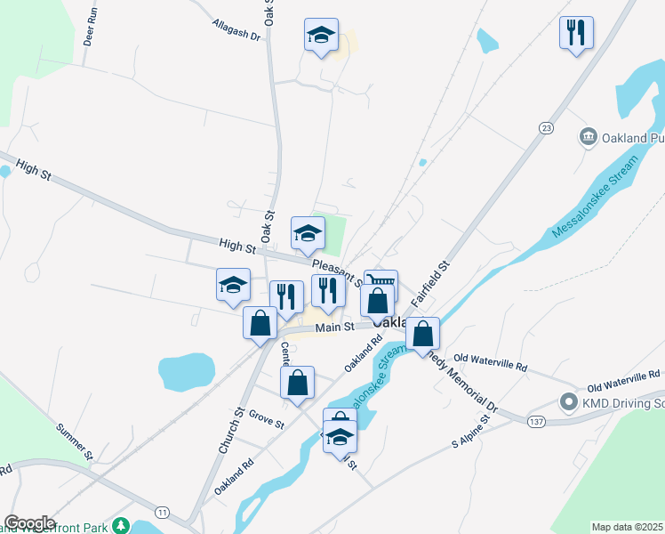 map of restaurants, bars, coffee shops, grocery stores, and more near 55 Pleasant Street in Oakland
