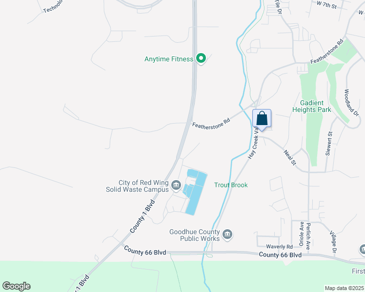map of restaurants, bars, coffee shops, grocery stores, and more near 1873 Bench Street in Red Wing