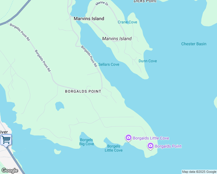 map of restaurants, bars, coffee shops, grocery stores, and more near 405 Borgalds Point Road in Chester Basin