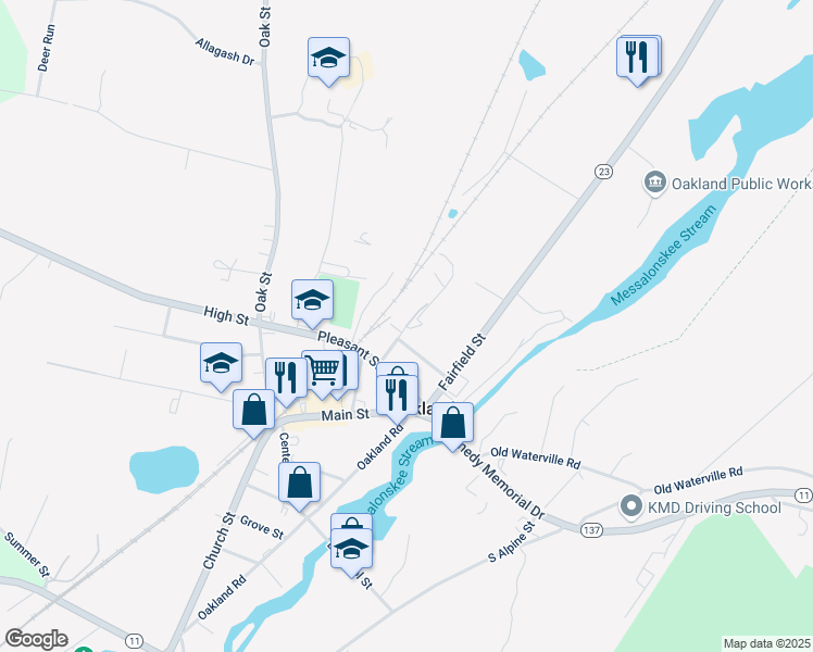 map of restaurants, bars, coffee shops, grocery stores, and more near 25 Ayer Street in Oakland