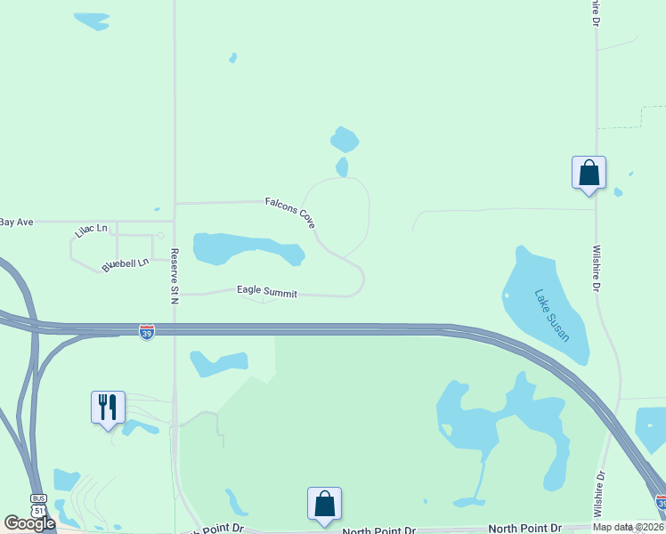 map of restaurants, bars, coffee shops, grocery stores, and more near 2408 Eagle Summit in Stevens Point
