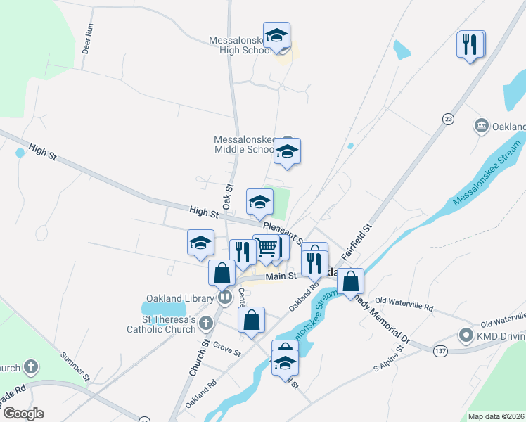 map of restaurants, bars, coffee shops, grocery stores, and more near 69 Pleasant Street in Oakland