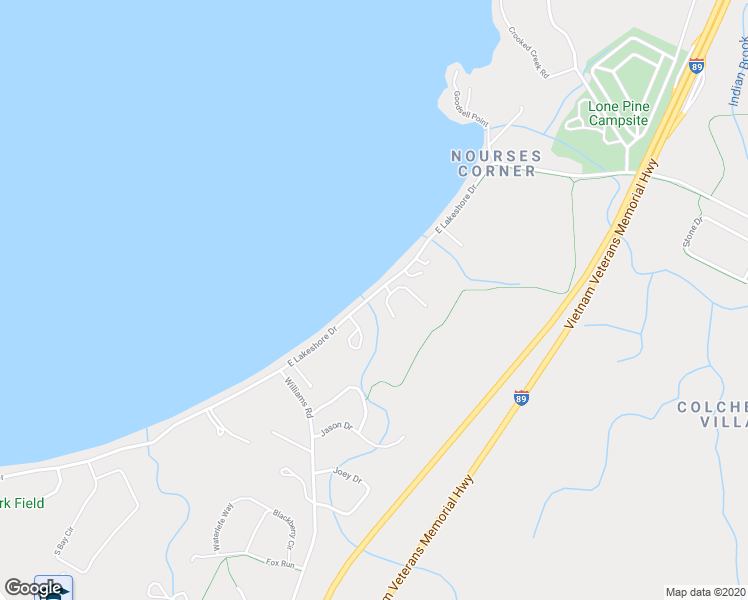 map of restaurants, bars, coffee shops, grocery stores, and more near 1090 East Lakeshore Drive in Colchester