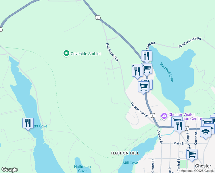map of restaurants, bars, coffee shops, grocery stores, and more near 68 Mapleview Drive in Chester