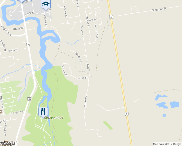 map of restaurants, bars, coffee shops, grocery stores, and more near 115 7th Avenue East in Owen Sound