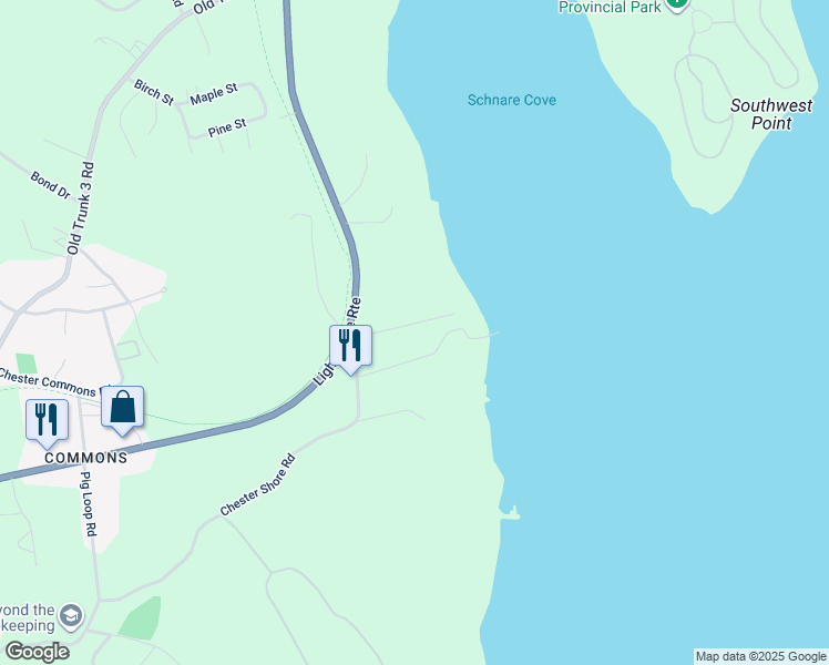 map of restaurants, bars, coffee shops, grocery stores, and more near 3 Chester Shore Road in Chester