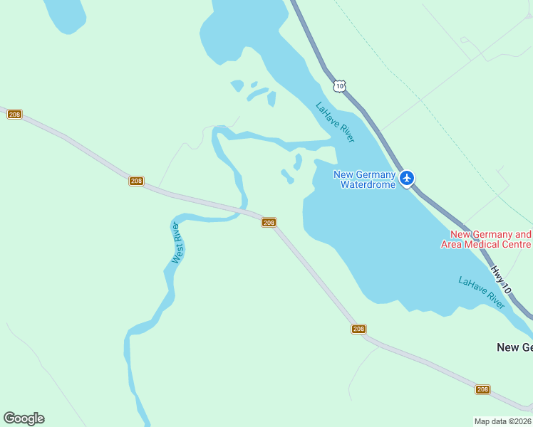 map of restaurants, bars, coffee shops, grocery stores, and more near 396 Nova Scotia 208 in New Germany