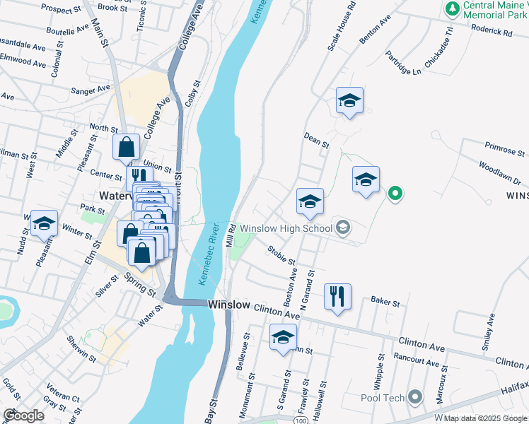 map of restaurants, bars, coffee shops, grocery stores, and more near 122 Benton Avenue in Winslow