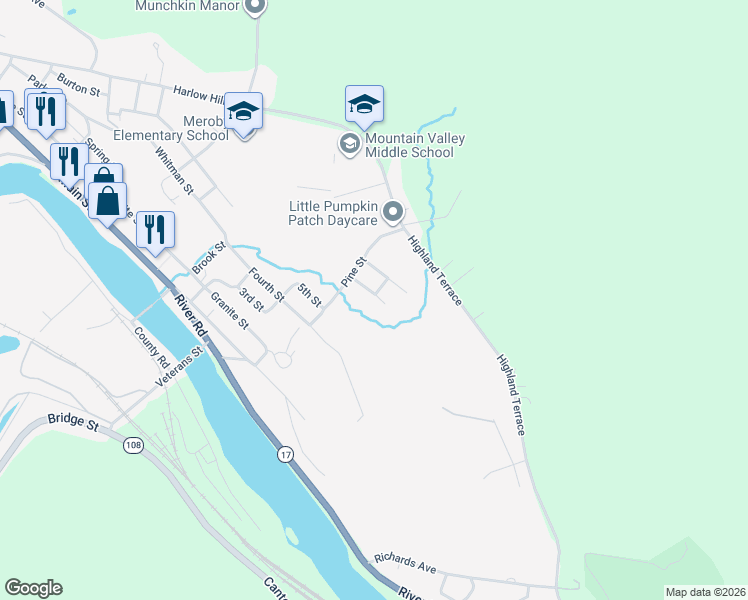 map of restaurants, bars, coffee shops, grocery stores, and more near 4 Duguay Lane in Mexico