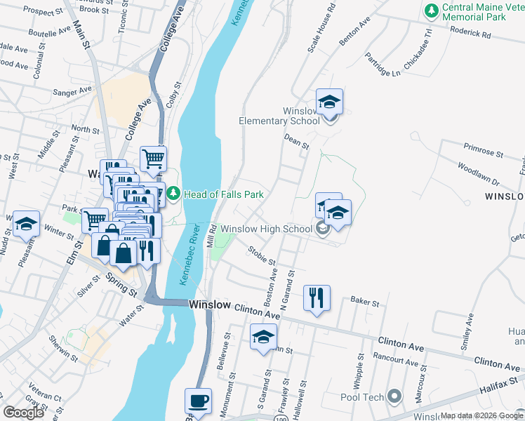 map of restaurants, bars, coffee shops, grocery stores, and more near 122 Benton Avenue in Winslow