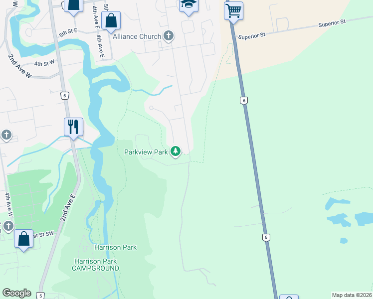map of restaurants, bars, coffee shops, grocery stores, and more near 128 7th Avenue East in Owen Sound