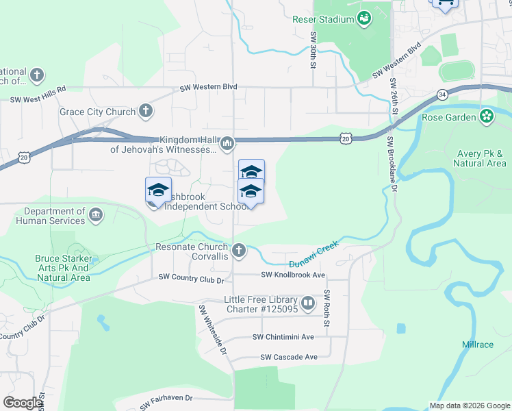 map of restaurants, bars, coffee shops, grocery stores, and more near 1435 SW 35th St in Corvallis