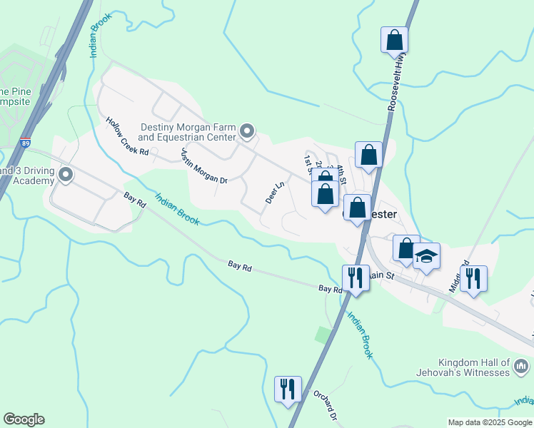map of restaurants, bars, coffee shops, grocery stores, and more near 143 Deer Lane in Colchester