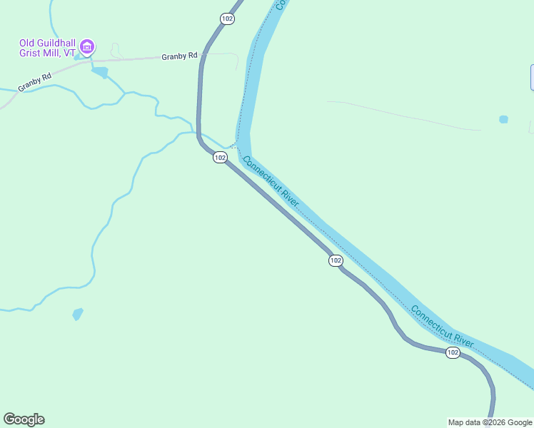 map of restaurants, bars, coffee shops, grocery stores, and more near Vermont 102 in Guildhall