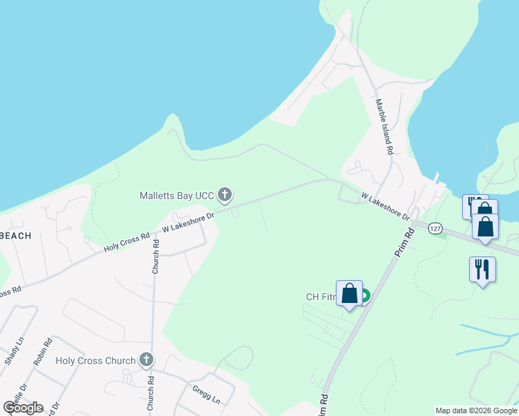 map of restaurants, bars, coffee shops, grocery stores, and more near 18 Turquoise Drive in Colchester