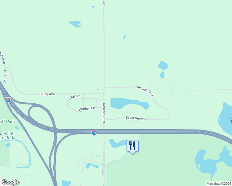 map of restaurants, bars, coffee shops, grocery stores, and more near 2117 Falcons Cove in Stevens Point
