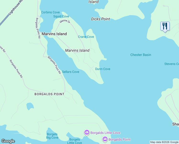 map of restaurants, bars, coffee shops, grocery stores, and more near 248 Marine Drive in Chester