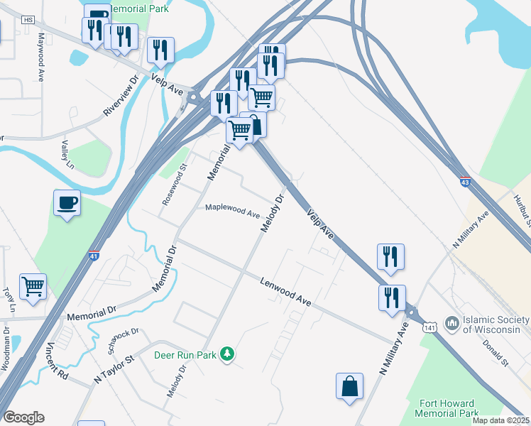 map of restaurants, bars, coffee shops, grocery stores, and more near 1816 Glenview Avenue in Howard