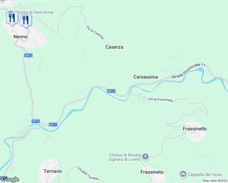 map of restaurants, bars, coffee shops, grocery stores, and more near 4 Località Molino di Frassinello in Città Metropolitana di Genova