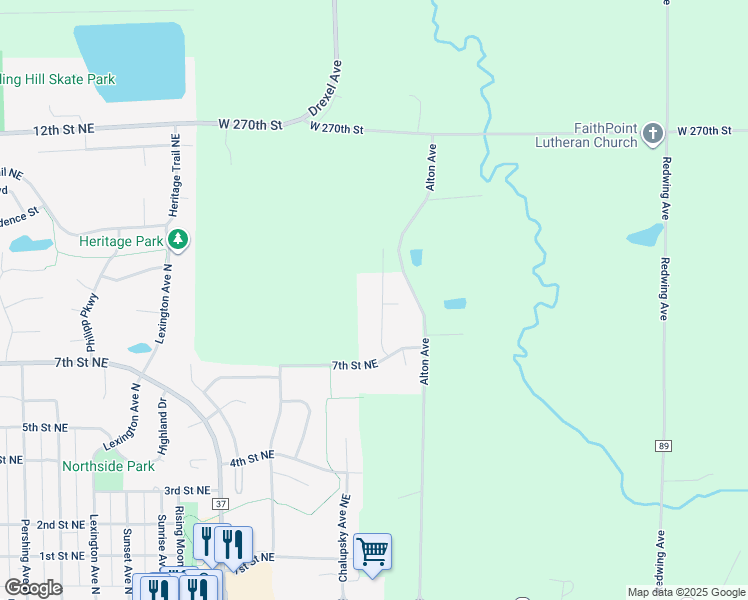 map of restaurants, bars, coffee shops, grocery stores, and more near 900 Wencel Avenue Northeast in New Prague